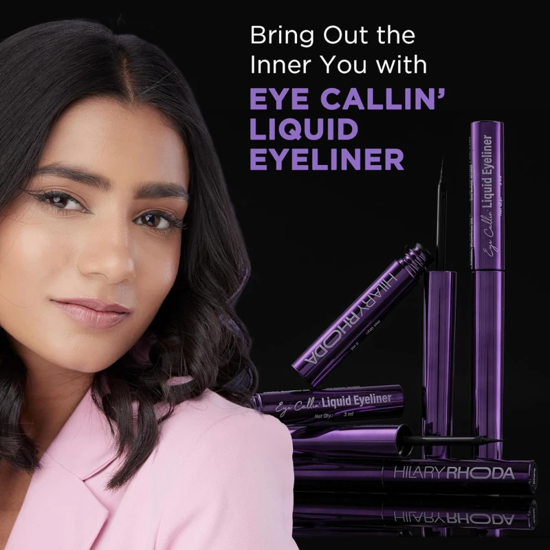 Hilary Rhoda Eye Callin' Liquid Black Eyeliner | Long Lasting Liquid Eyeliner | Matte & Glossy Finish | Waterproof Formula | 12-Hour Stay | Glides on Flawlessly | 3ml (Shiny | Shade 02) thumbnail 3